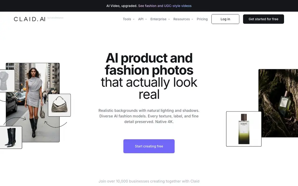 Claid.ai homepage screenshot