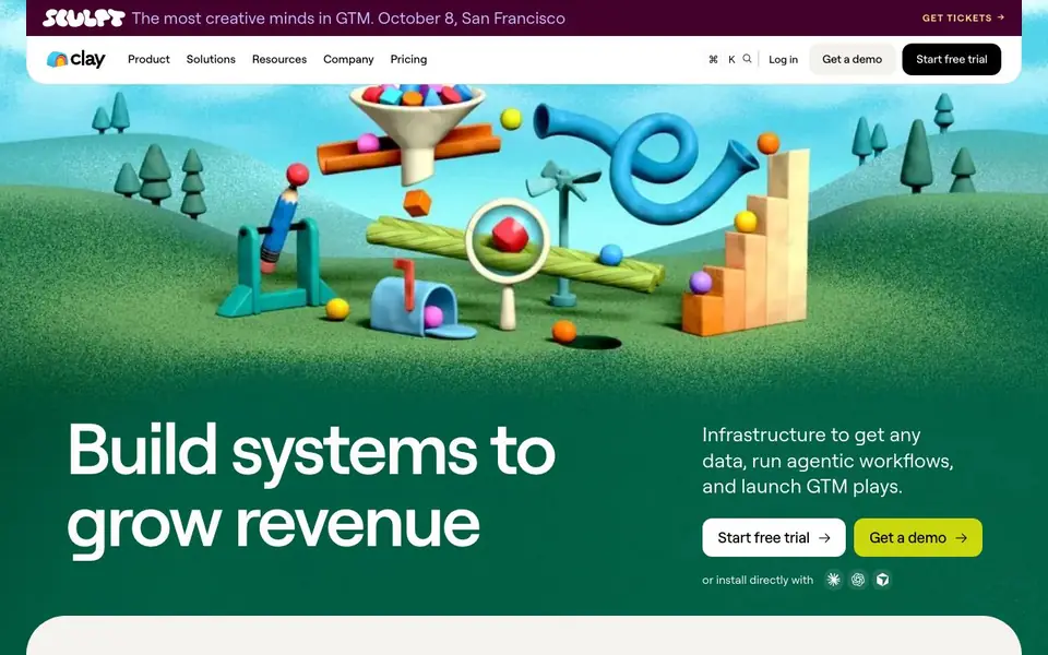 Clay homepage screenshot