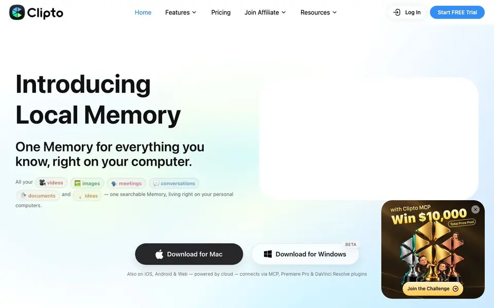 Clipto.AI homepage screenshot