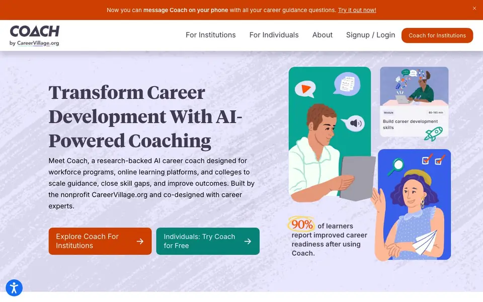 COACH: AI-powered Career Coach homepage screenshot