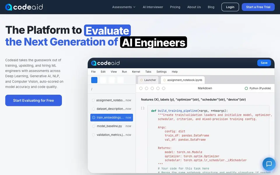 Codeaid homepage screenshot