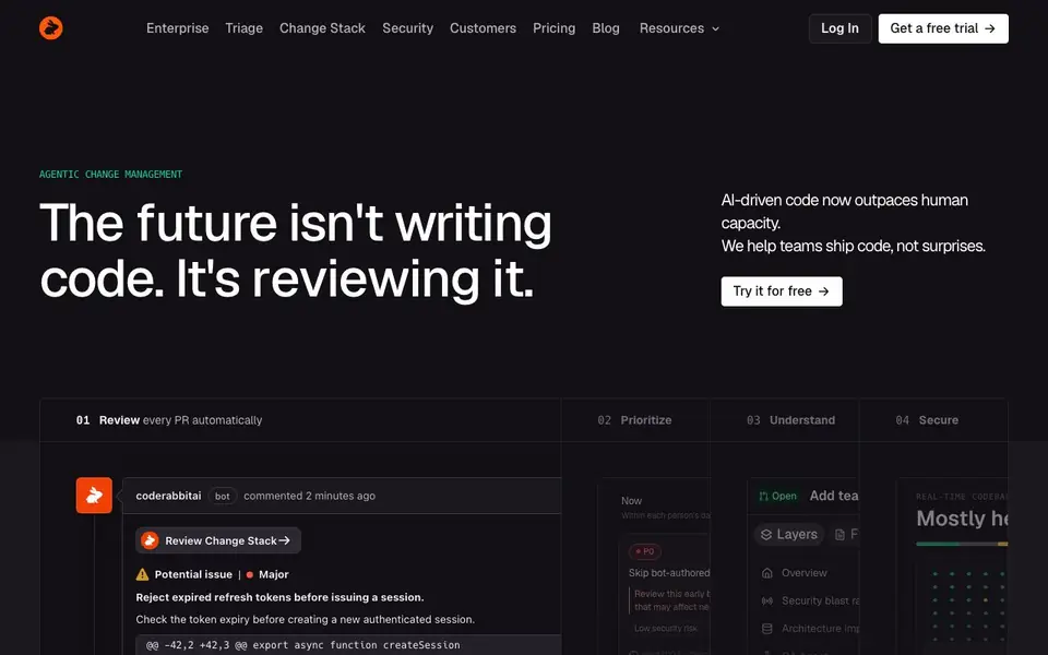 CodeRabbit homepage screenshot
