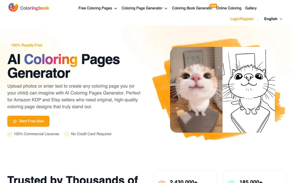 ColoringBook AI homepage screenshot