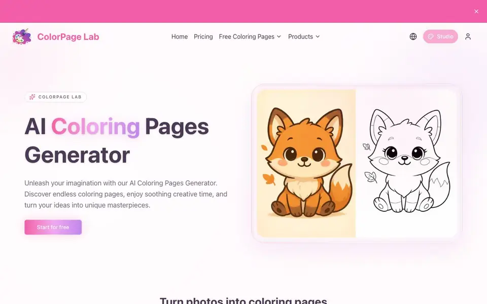 ColorPage Lab homepage screenshot