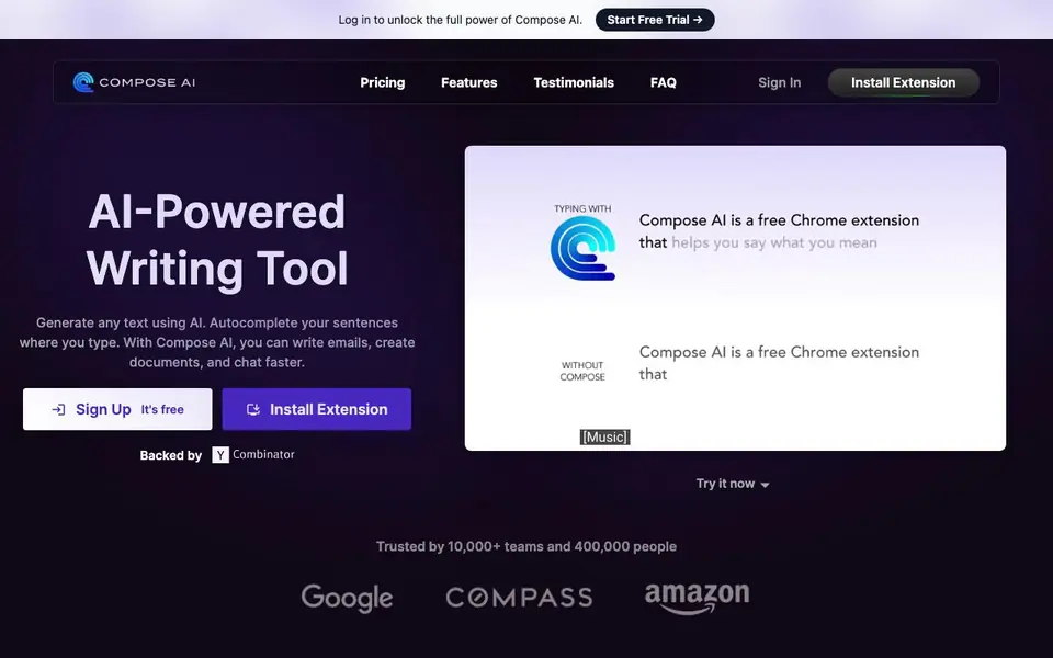 Compose AI homepage screenshot