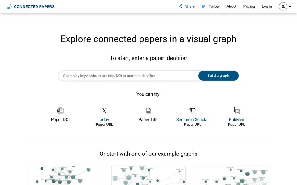 Connected Papers homepage screenshot