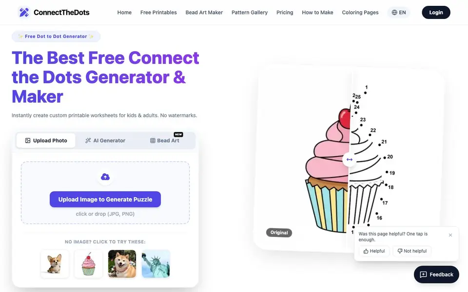ConnectTheDots Generator homepage screenshot