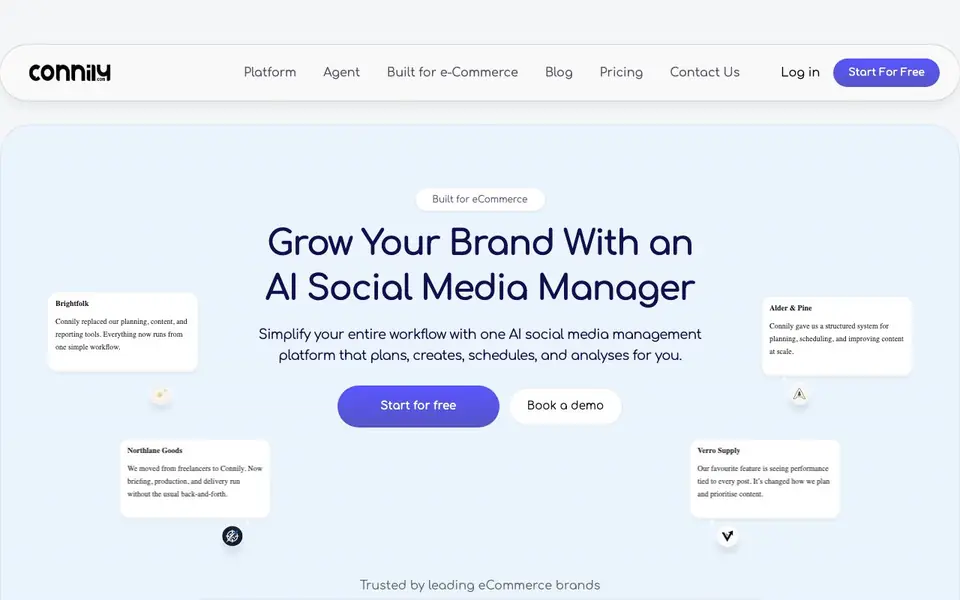 Connily homepage screenshot