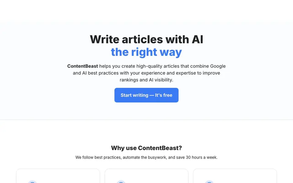 ContentBeast homepage screenshot