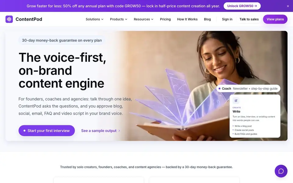 ContentPod homepage screenshot