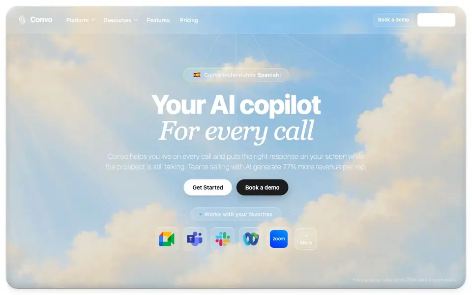 Convo homepage screenshot