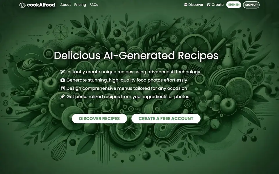 cookAIfood homepage screenshot