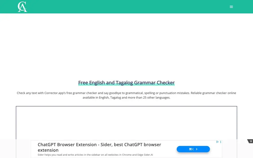 Corrector App homepage screenshot