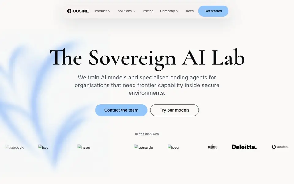 Cosine AI homepage screenshot