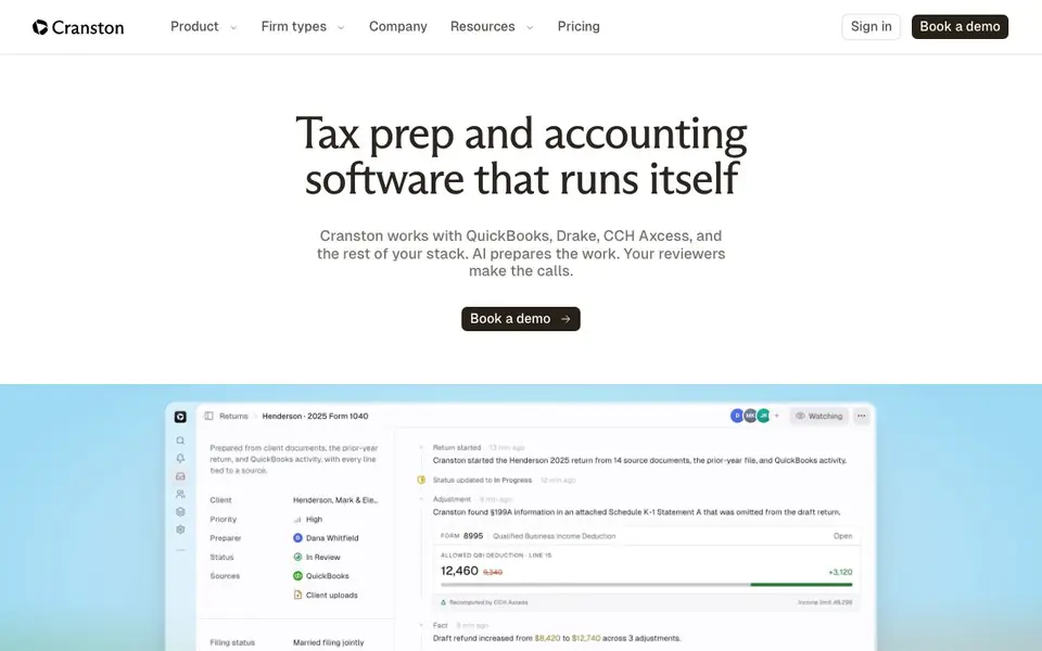 Cranston AI homepage screenshot