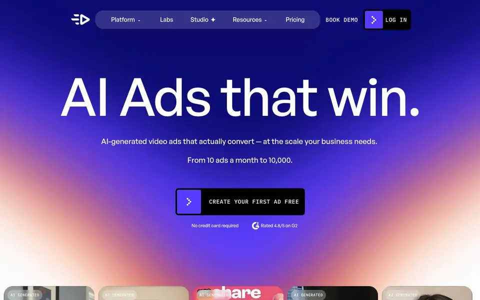Creatify homepage screenshot