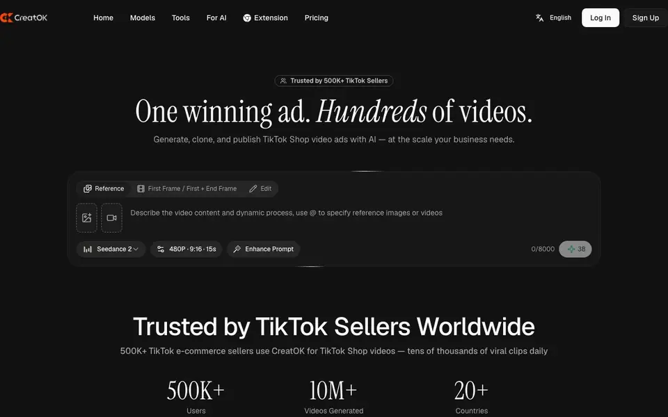 CreatOK.ai homepage screenshot