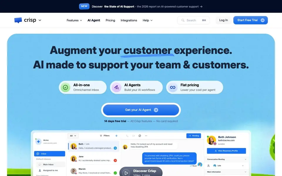Crisp homepage screenshot