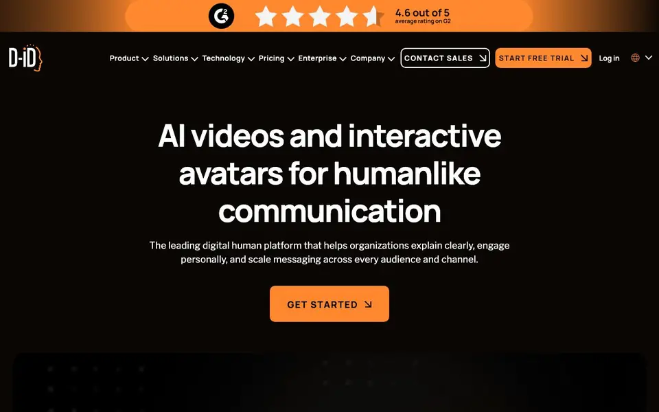 D-ID homepage screenshot