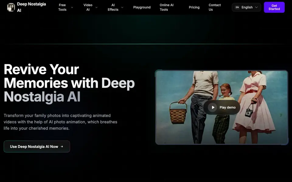 Deep Nostalgia AI homepage screenshot