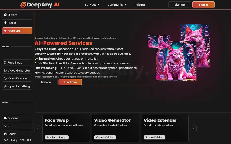 DeepAny.AI homepage screenshot