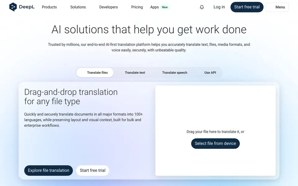 DeepL homepage screenshot