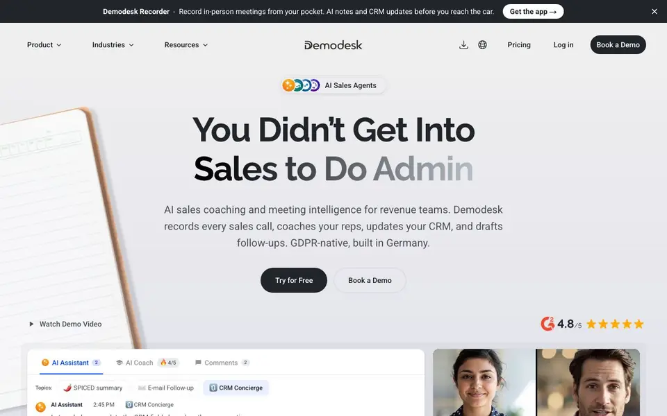 Demodesk homepage screenshot