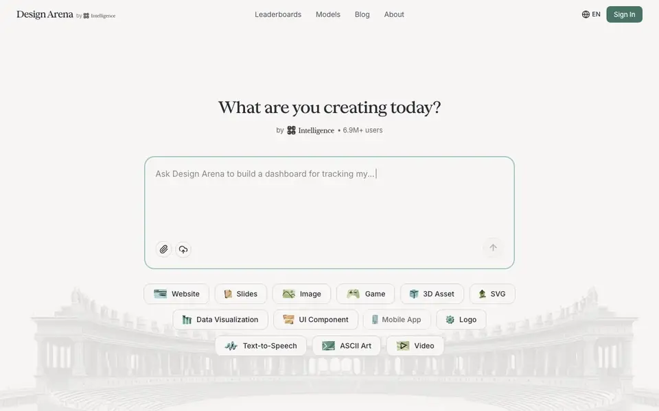 Design Arena homepage screenshot