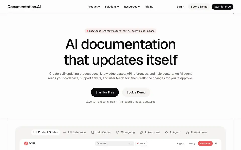 Documentation.AI homepage screenshot