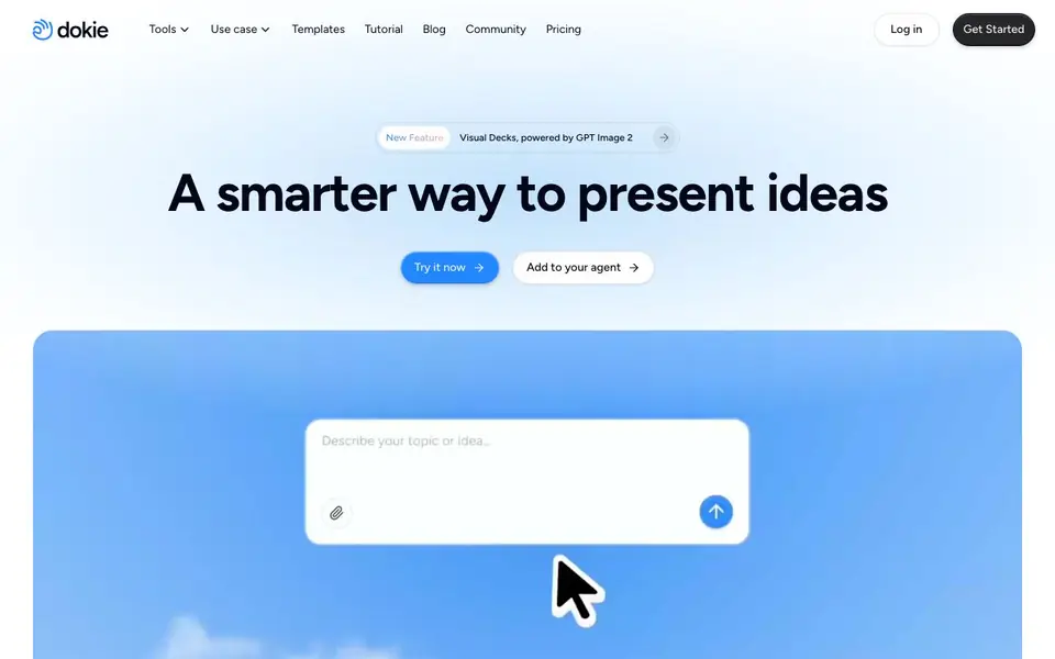 Dokie: AI Presentation Maker homepage screenshot