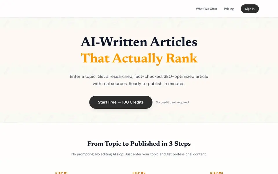 Draft Dash - AI Article Writer with Real Sources homepage screenshot