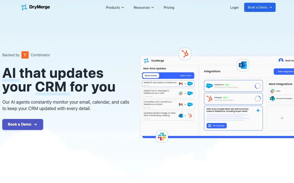 DryMerge homepage screenshot