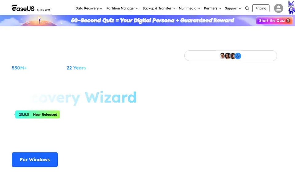 EaseUS homepage screenshot