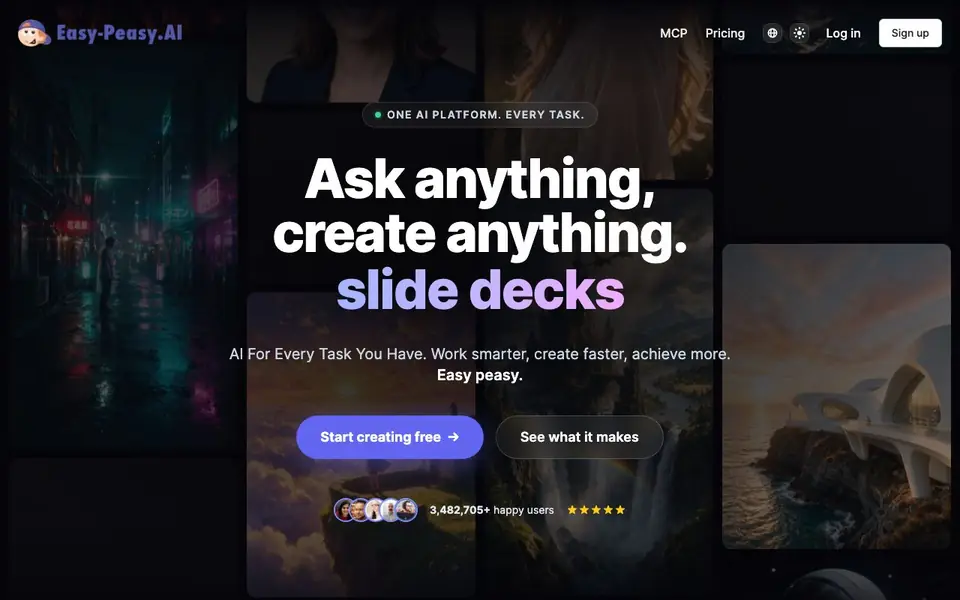 Easy-Peasy.AI homepage screenshot