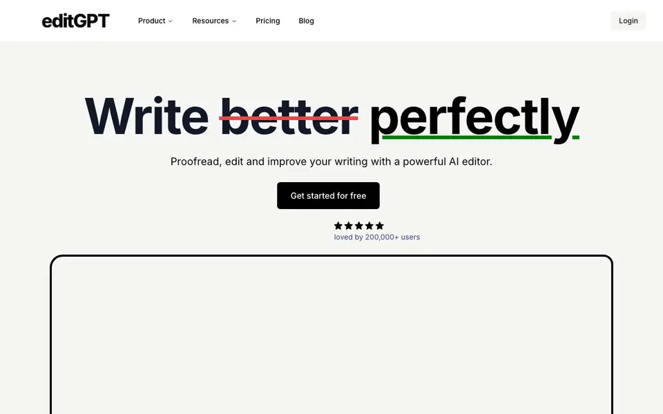 editGPT homepage screenshot