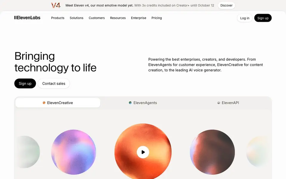 ElevenLabs homepage screenshot
