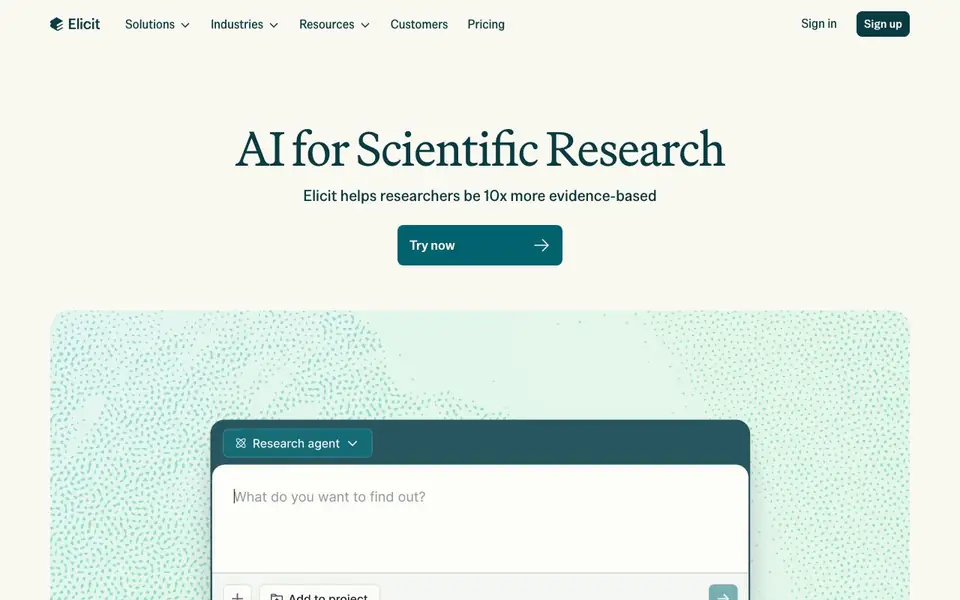 Elicit homepage screenshot