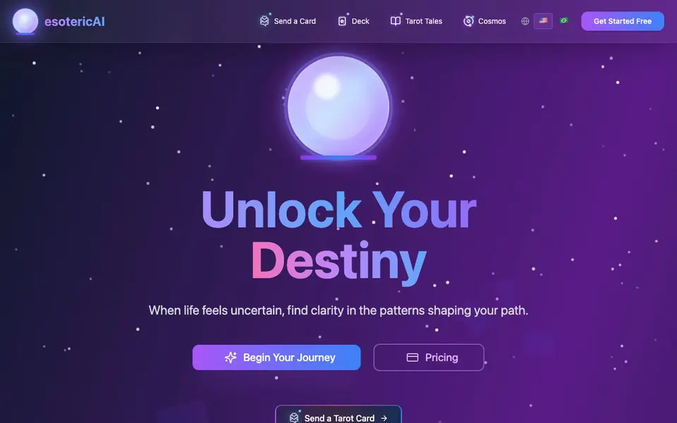 esotericAI homepage screenshot