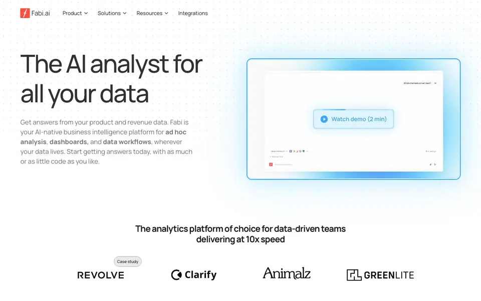 Fabi.ai homepage screenshot