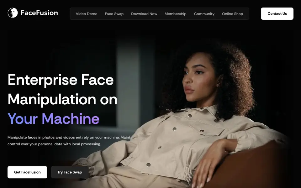 FaceFusion homepage screenshot