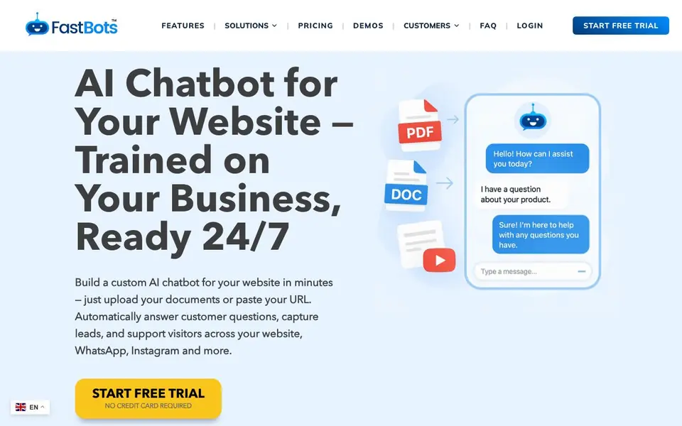 FastBots.ai homepage screenshot