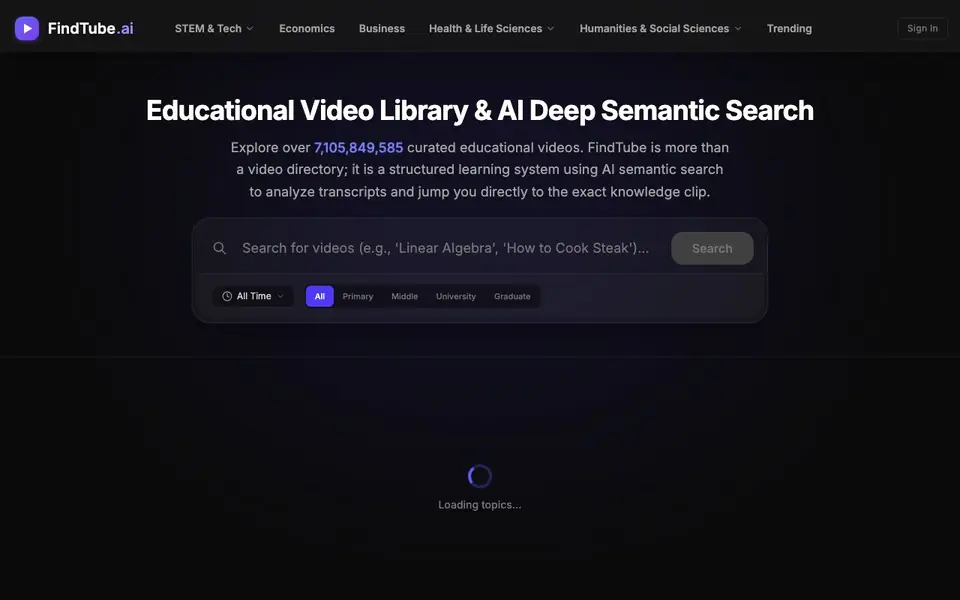 FindTube.ai homepage screenshot
