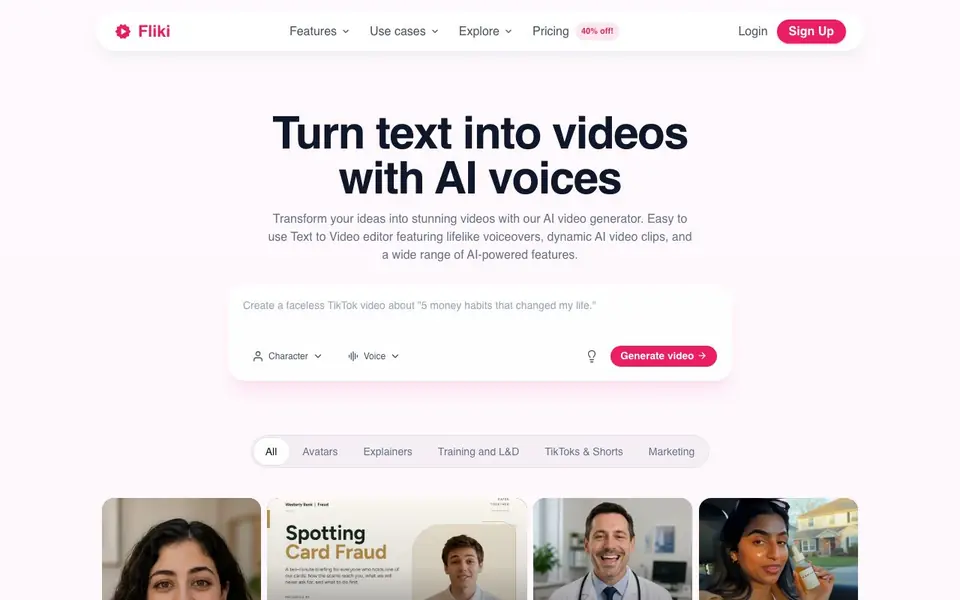 Fliki homepage screenshot