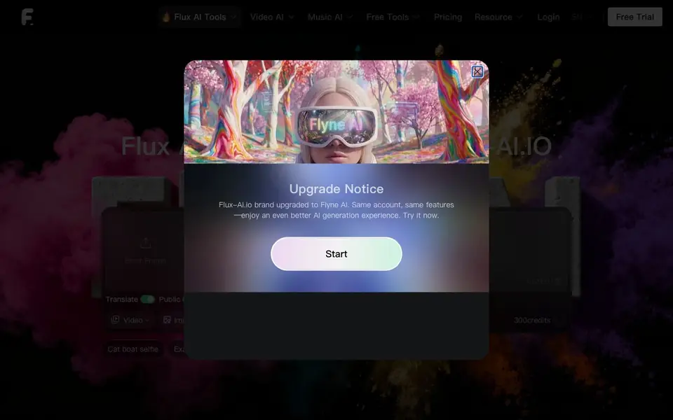 Flux AI homepage screenshot