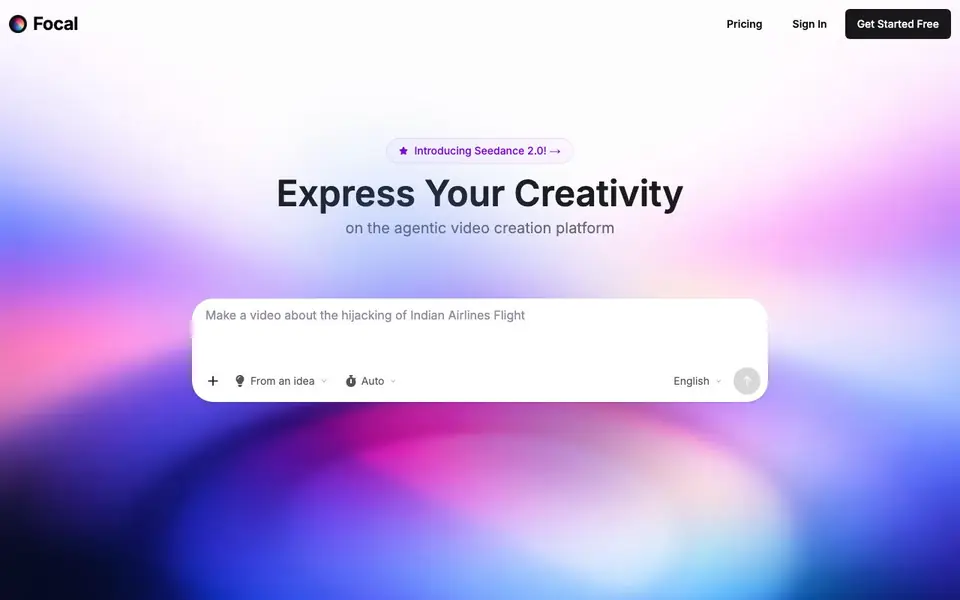 Focal homepage screenshot