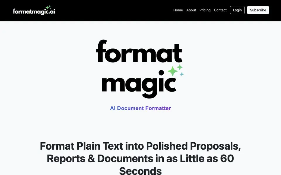 Format Magic homepage screenshot