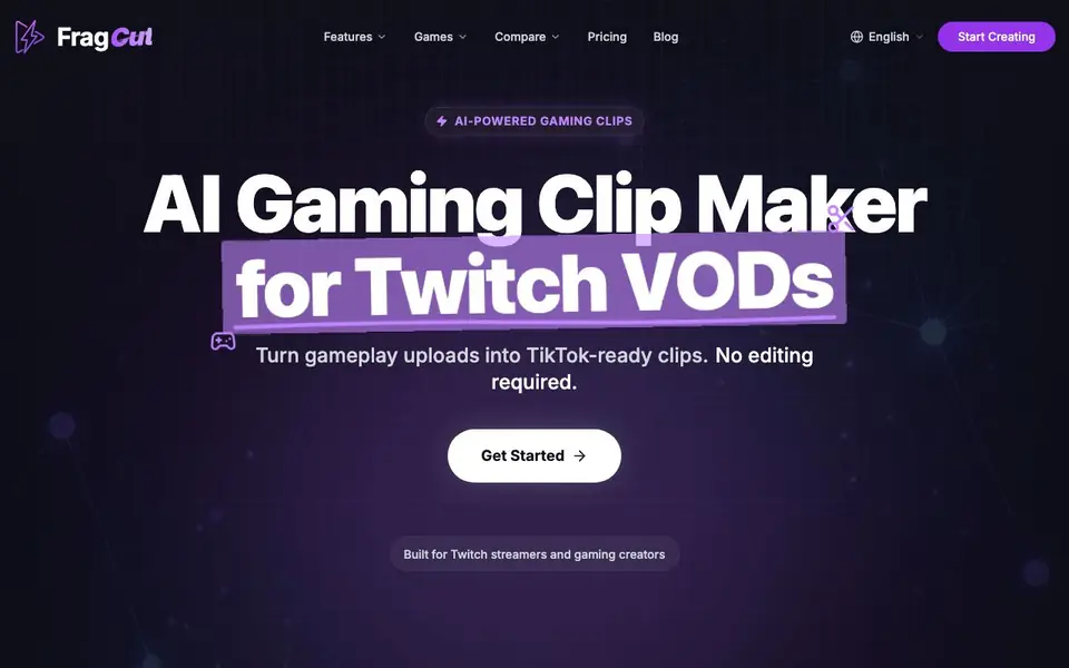 FragCut homepage screenshot