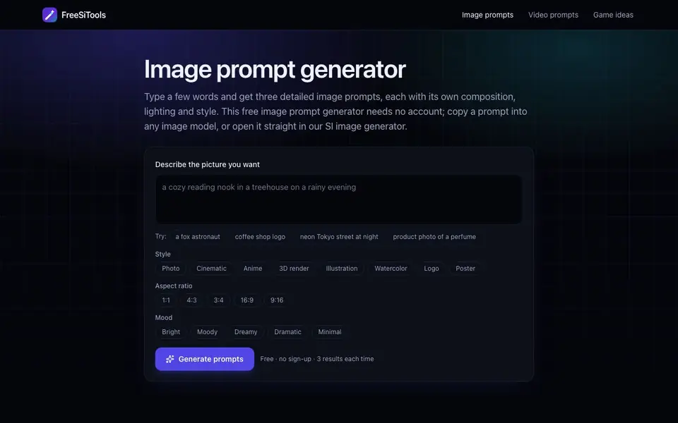 FreeSiTools homepage screenshot