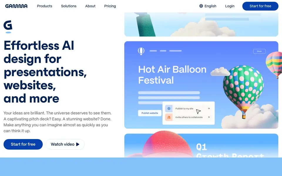 Gamma homepage screenshot