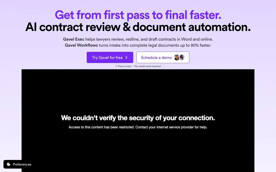 Gavel Exec homepage screenshot